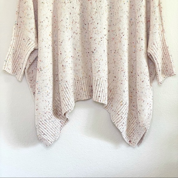 NWT LOFT Speckled Knit Turtleneck Poncho Sweater Cream Rainbow Confetti Small - Picture 6 of 15
